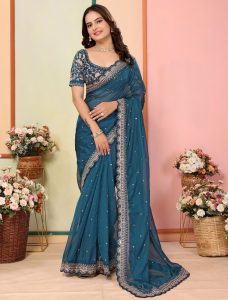 blue saree for diwali