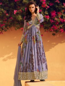 Pastel Purple Chinon Ready To Wear Anarkali Suit