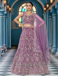 Twilight Lavender Net Embroidered Lehenga Choli