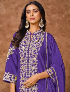 Violet Chinon Eid Special Semi Stitched Palazzo Suit