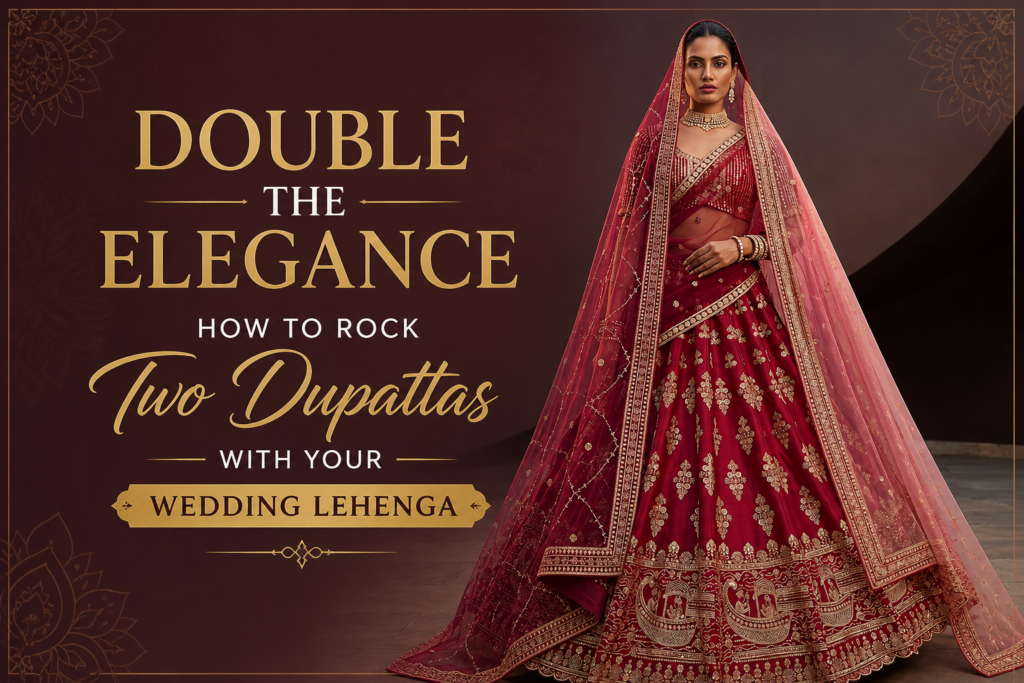Double the Elegance: How to Rock Two Dupattas with Your Wedding Lehenga